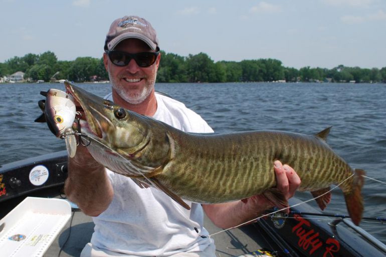 Just another day at the office for buddy Rick Quade, shown here with a musky he caught on one of the new Revolution Shad hard-bodied swimbaits