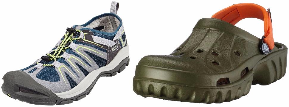 Crocs Offroad Sports Clogs (left) and Keen’s McKenzie II (right)