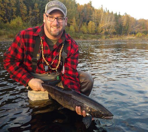 Credit: Patrick Walsh. Tourism New Brunswick’s Serge Collin and the trip’s first Atlantic.