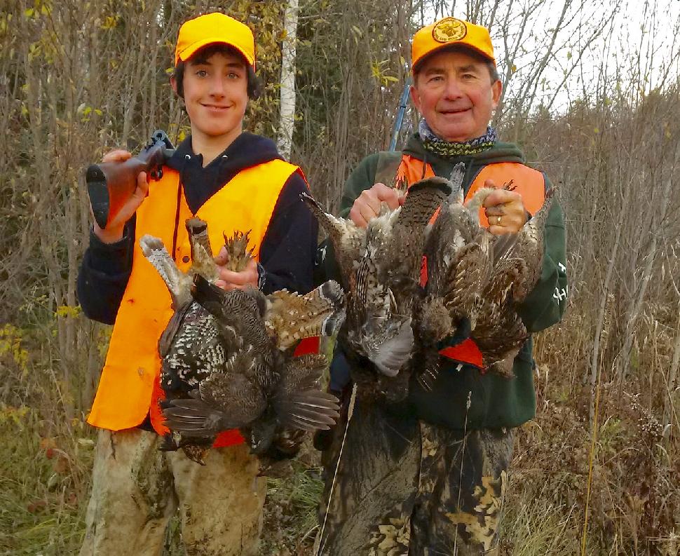 The author and his grandson Liam enjoy a great hunt. Credit: Gord Pyzer.