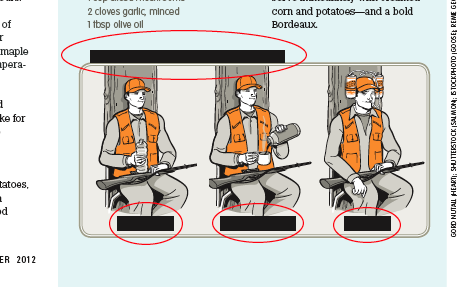 What was printed: The red circles indicate where text should have appeared in the black bars