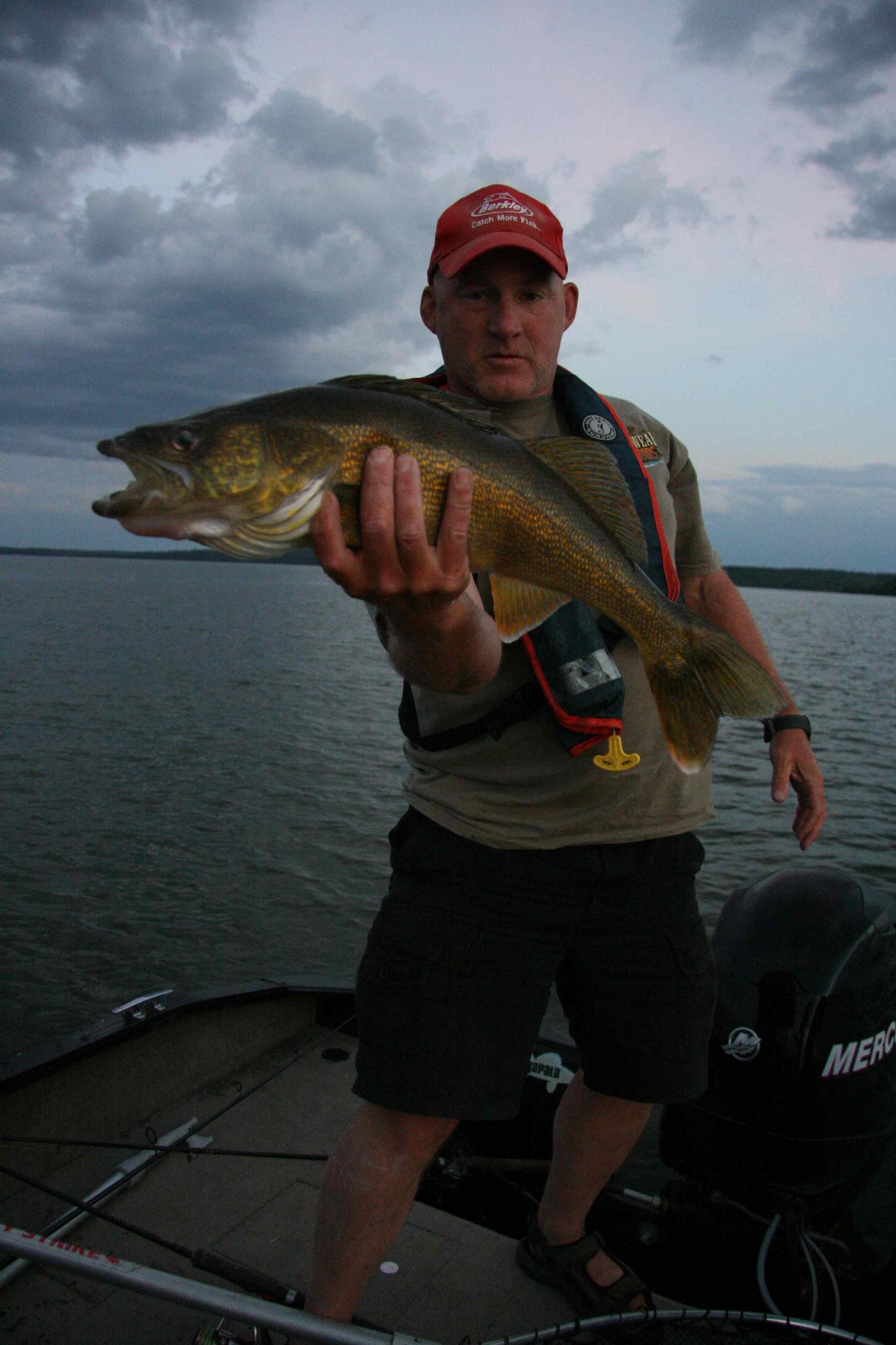 Last-light fish: Ray Kohlruss and a typical chunky Winefred walleye