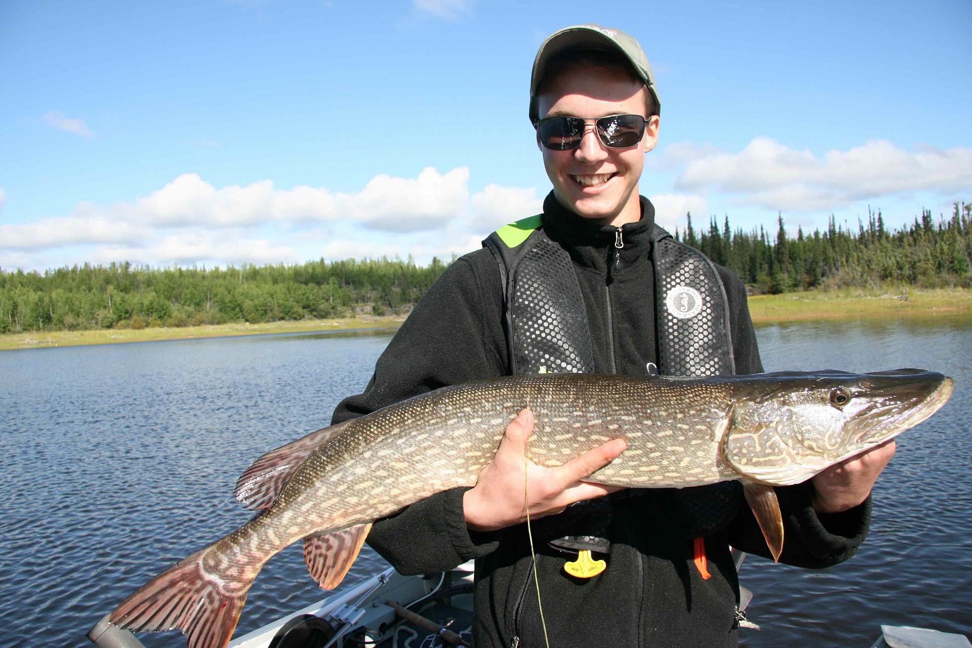 Riley Walsh and his 38-incher from Yellow Dog Lodge's Duncan Lake