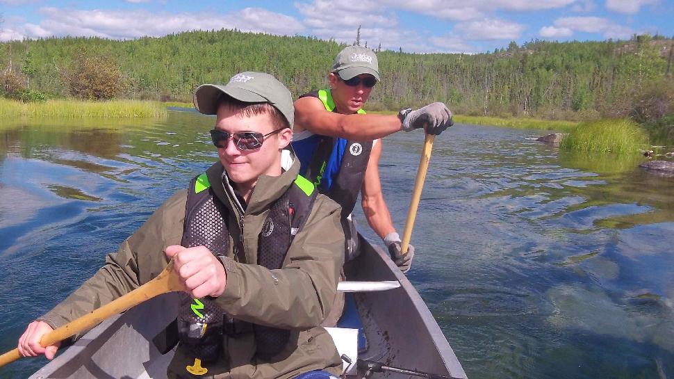 Paddling the wilds: Riley Walsh (front) and guide Garrett Fyfe head down the N.W.T.'s McCrea River