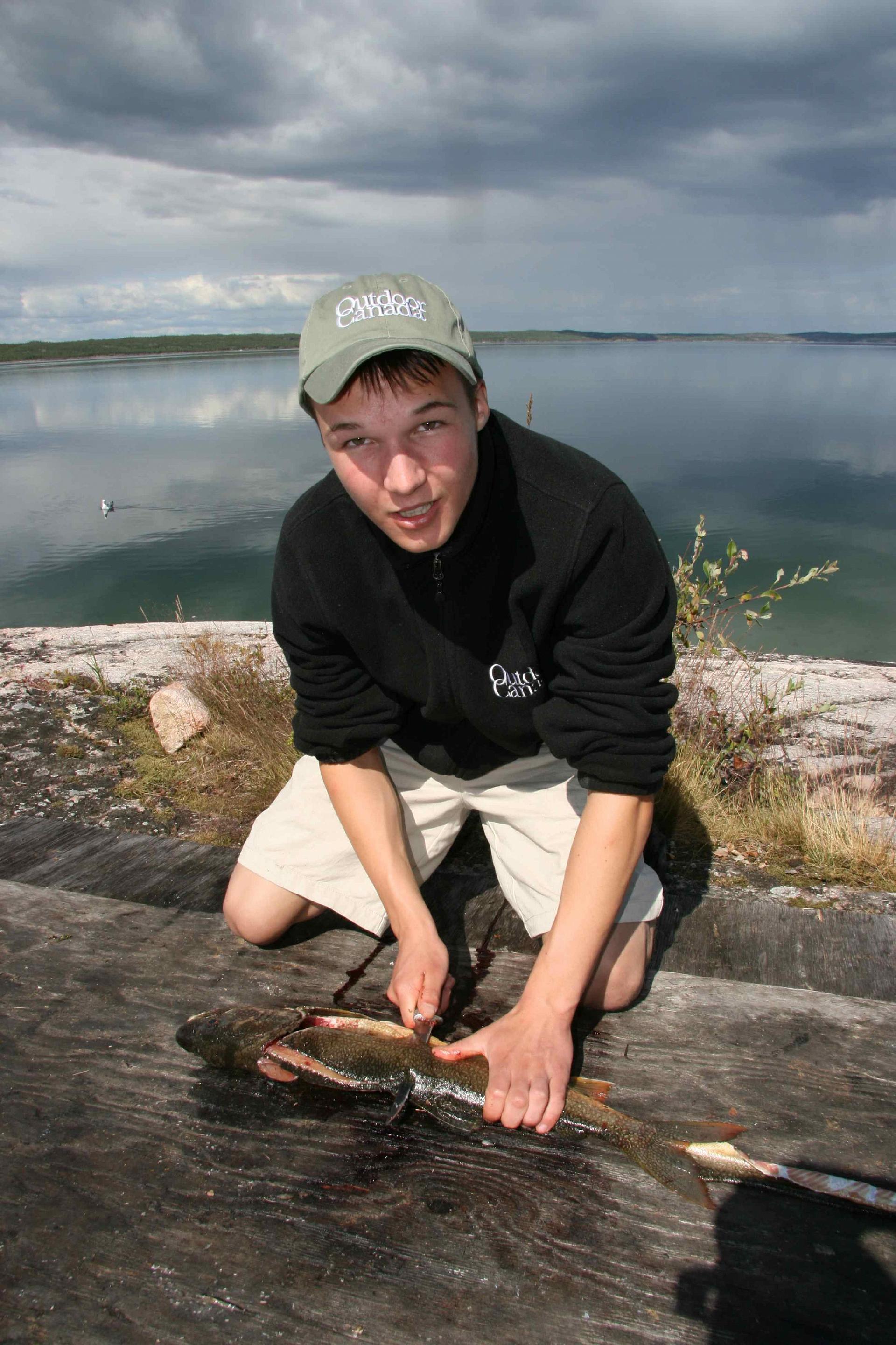 Fillet time: Riley cleans his catch