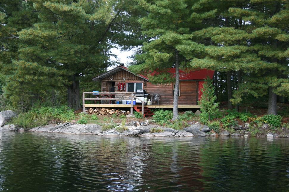 Fish camp: The crew's two-room log cabin on Beauchene's Foley Bay Island