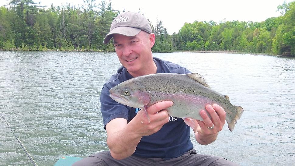 My big rainbow of the afternoon, fly fishing at Kasting 4 Kits fundraiser at the Franklin Club