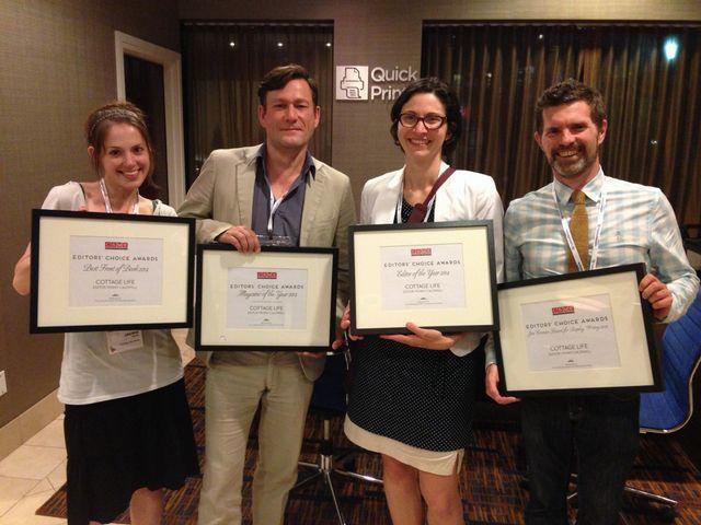 Winning team: On hand to pick up the honours at last night Editors' Choice Awards were Cottage Life's (left to right) Jackie Davis, Martin Zibauer, Lian Bobechko and Blair Eveleigh