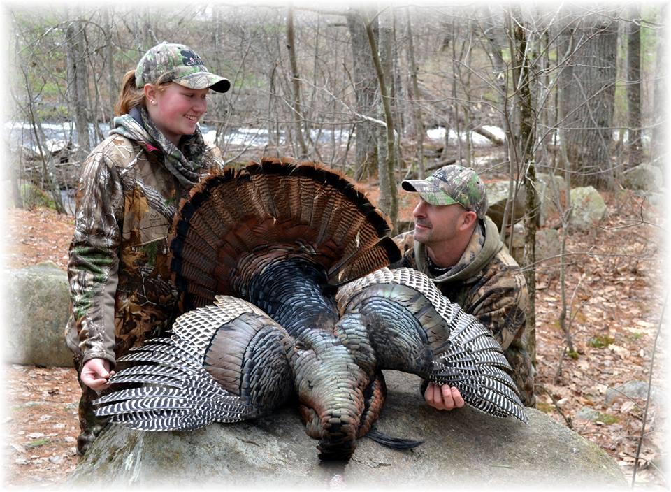 New hunter Jessica Mattinson and her mentor Jim Westcott at the CWTF Hoot and Shoot annual Wild Turkey Youth Camp in the Spring of 2014