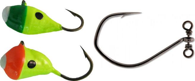 Drop-shotting with Marmooska Jigs (left) or VMC SpinShot hooks (right) is a deadly tactic for trophy walleye.