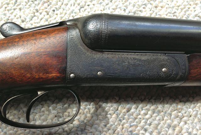 J&W Tolley 12-gauge double-barreled side-by-side shotgun