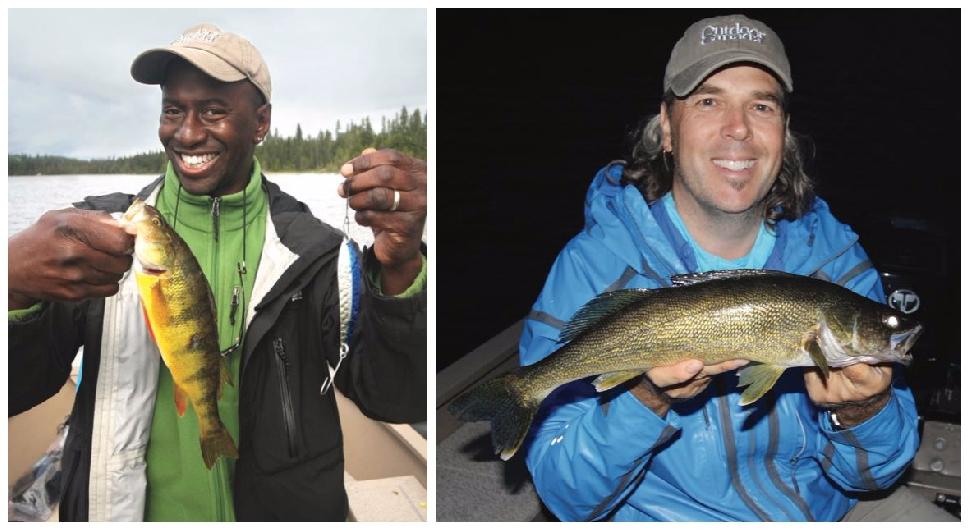 Wes’ greedy perch; the author with a walleye. Credit: Scott Gardner.