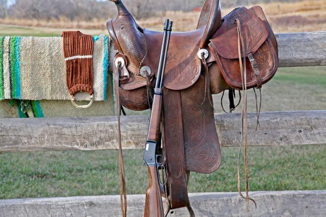 Rifle and saddle