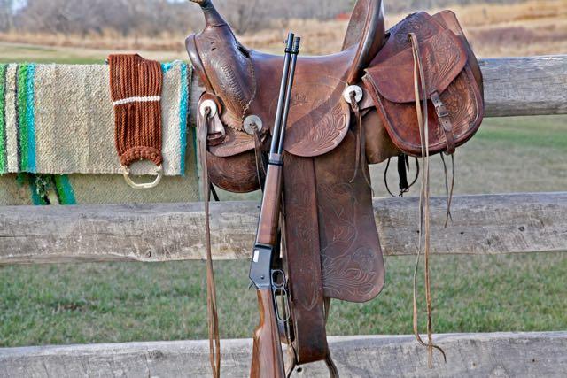 Rifle and saddle