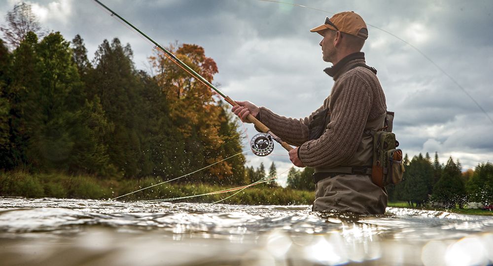 Fisherman wading