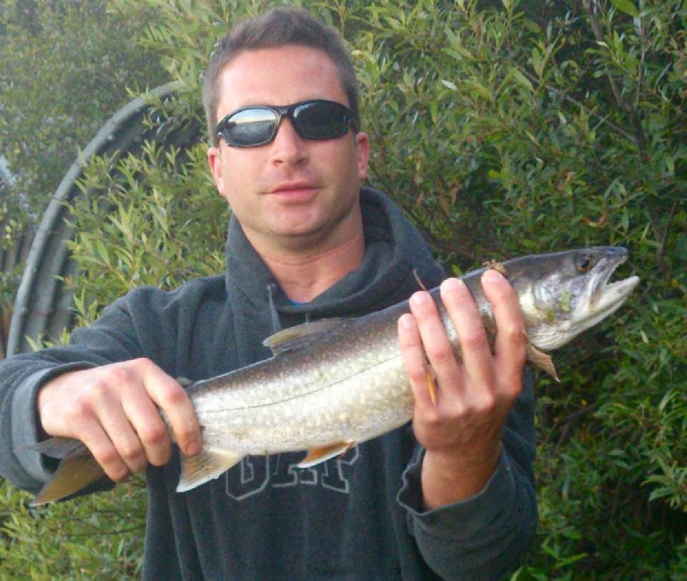 Tyler McLeod of remote Labrador City, which lies on the border between Labrador and Quebec, proudly shows off his first lake trout.