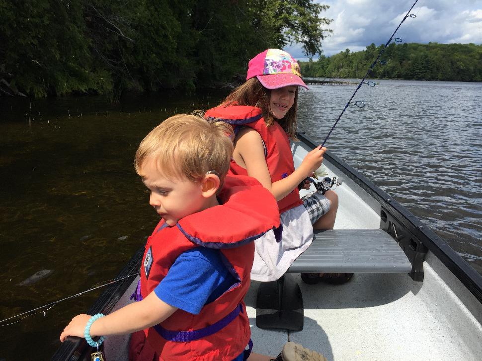 Maya and Sam in canoe