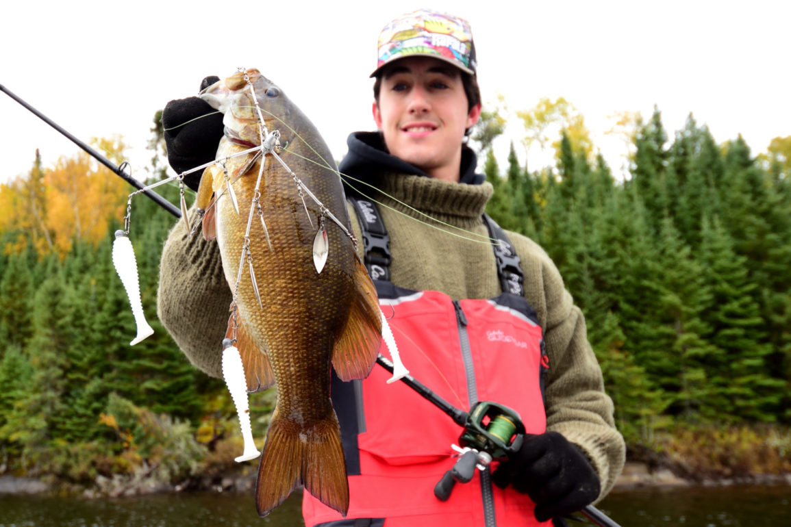 For lateseason smallmouth bass, always bring your umbrella...rig